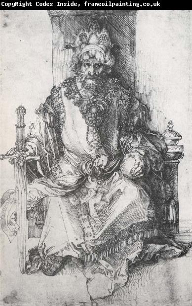 Albrecht Durer An orinetal Ruler Enthroned with traces of the artist-s monogram